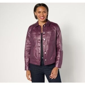 Denim & Co. Signature Coated Denim Jacket w/Pockets. New, Never Worn.